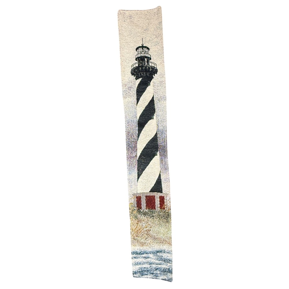 Vintage Woven Tapestry Lighthouse Wall Hanging Coastal Nautical Decor 34x6.5